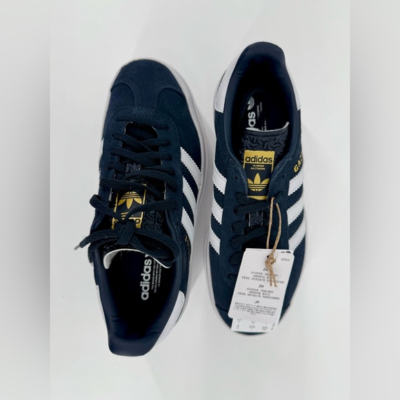 Adidas Gazelle Dark Blue and White Shoes - Picture 2 of 10